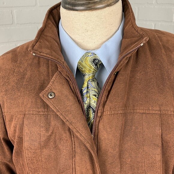 Bromley Coat Men Medium Brown Thermolite Plus‎ Insulated Zip Casual Work VTG - Picture 2 of 16